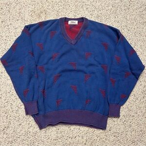 Vintage Titleist Grandpa Sweater Mens Large Made In USA Red/Blue Knit